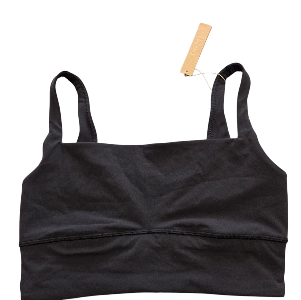 SKIMS FITS EVERYBODY SQUARE NECK LONGLINE BRALETTE BRA ONYX BLACK MEDIUM